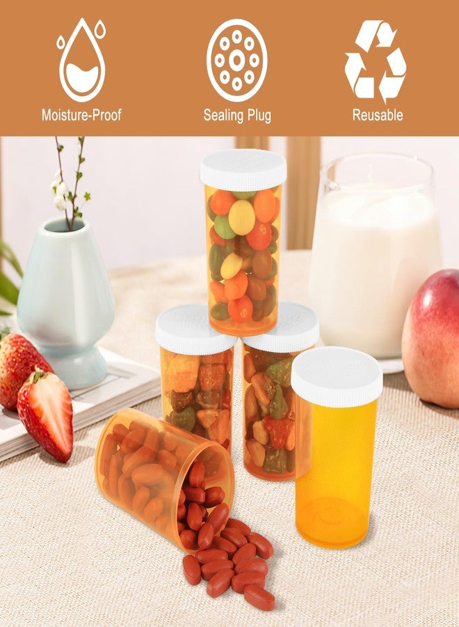 DAJAVE 100 Pack Empty Pill Bottles with Cap, 20 Dram Prescription Vials, Plastic Medicine Bottles for Pill, Crafts, Candy, Supplements (Orange) - Image 4